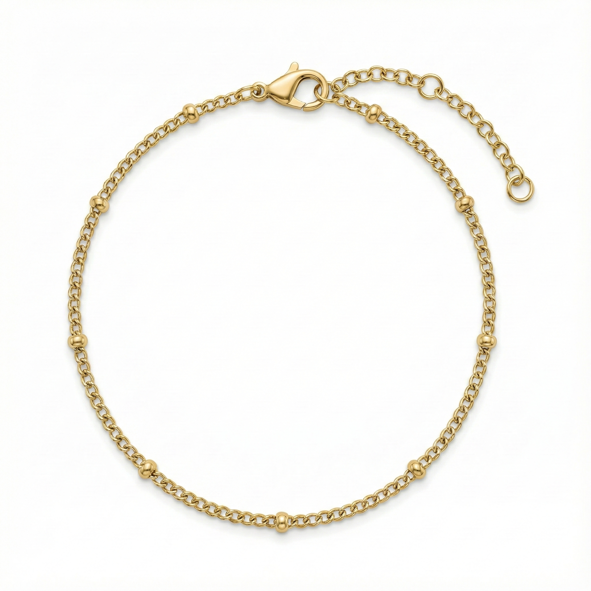 Bracelet fin perlée doré 14K en acier inoxydable